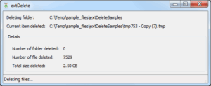 extDelete screenshot (fast delete mode)