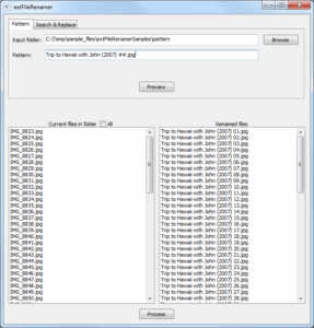 extFileRenamer screenshot (pattern #1)