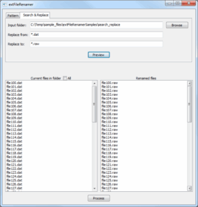 extFileRenamer screenshot (search & replace #1)