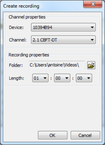 HDHomeRun Tv Dump - Manual Recording Dialog